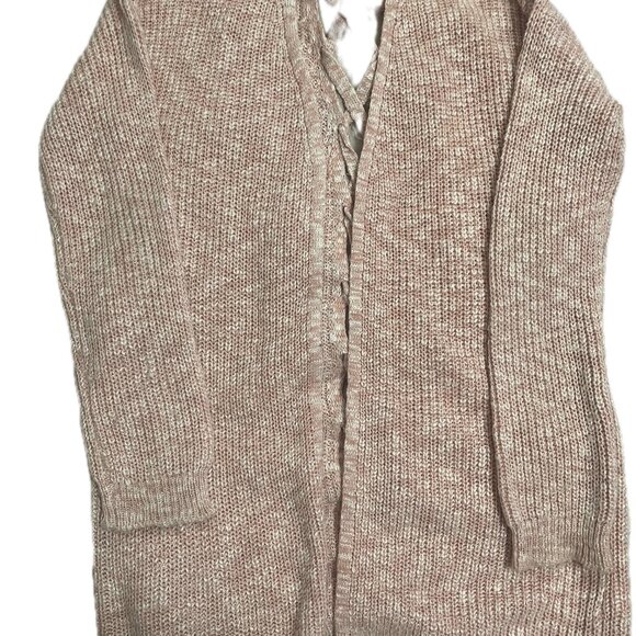 Freshman Back Detail Cardigan (Big Girls) L (12-14), PALE MAUVE/ EGRET - Picture 6 of 6